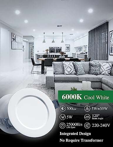 10X LED-Downlight Empotrable Blanco Frío 6000K,