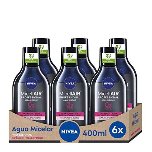 NIVEA MicellAIR Professional Agua Micelar Bifásica en pack de 6 (6 x 400 ml)