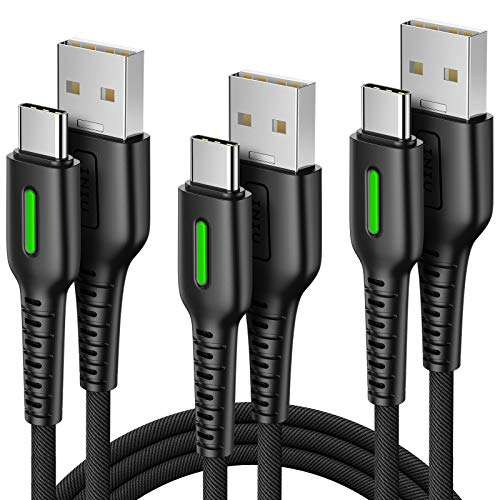 INIU Cable USB C, [3 Pack 0.5m+1m+3m] Cargador Tipo C Carga Rápida 3.1A y QC3.0, Sincronización de Datos Nylon Carga Cable USB C