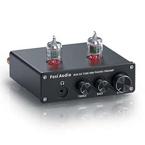 Fosi Audio Box X4 Phono Preamp Amplificador de Auriculares/Preamplificador Hi-Fi Pre Amp con Jan 5654W Tubos de vacío