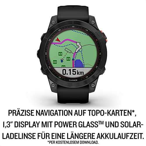 Garmin fēnix 7 Solar, Reloj GPS multideporte con carga solar, pantalla táctil, frecuencia cardíaca, mapas y música, Negro