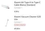 Aspirador xiaomi-vacuum-cleaner-g20-lite + cable Usb-C