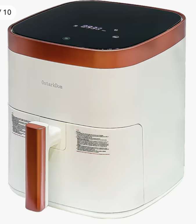 OstarkDom Freidora de aire digital sin Aceite 5L, 10 programas, Panel táctil, Regulable hasta 200 ° C, 1400W