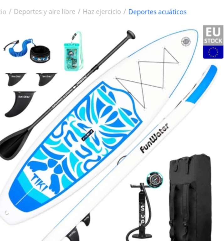 FunWater Cruise SUPFW02A Tabla de paddle surf hinchable 335x84x15cm Ultraligera para todos los niveles con mochila de viaje Dry Bag de 10L