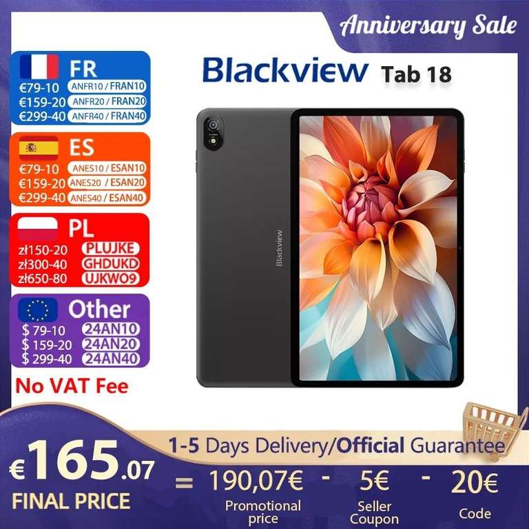 Tablet Blackview Tab 18 con pantalla de 12 pulgadas, 2,4 K, Helio G99 MediaTek, 8/12GB + 256GB, 8800mAh, Netflix HD, compatible con Android
