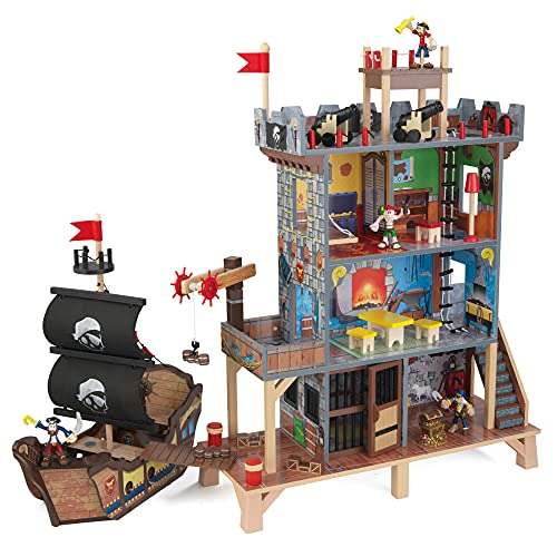 KidKraft- Juego de madera para niños con barco pirata y figuras de acción incluidas