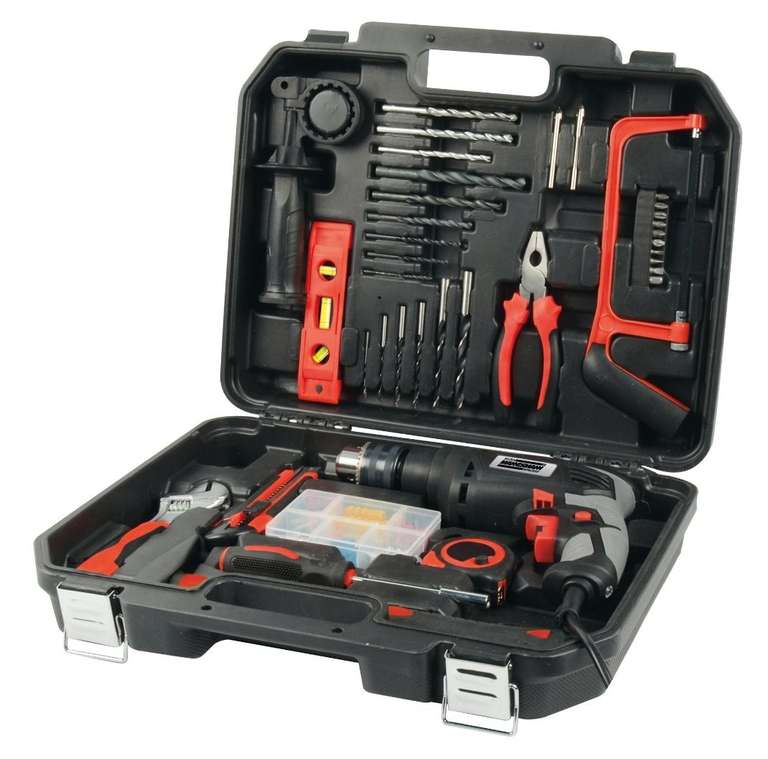 Caja de herramientas con taladro percutor electrónico - 36 piezas - 750 W