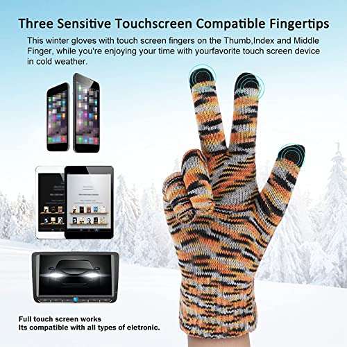 Juego: 1 gorro de punto, 1 bufanda, 1 par de guantes para pantalla táctil. con forro polar, suave, cómodo y resistente al frío viento.
