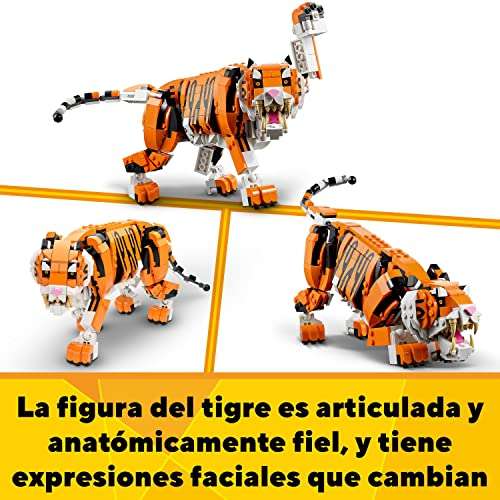 LEGO 31129 Creator 3en1 Tigre Majestuoso Panda o Pez, Juguete de Construcción, Juego con Animales para Niños +9 Años