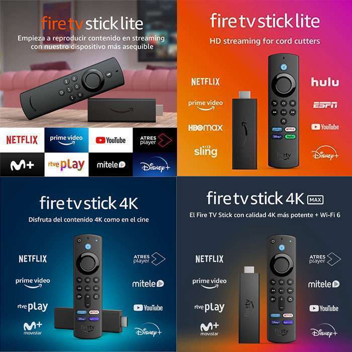 Fire TV (Lite, 2021, 4K, + Mando, 4K Max y Fire TV Cube) [Amazon y MediaMarkt]