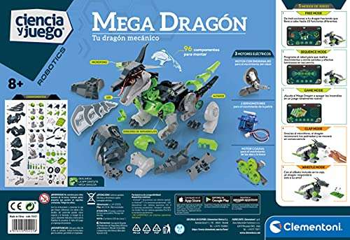 Clementoni - Mega Dragon, robot para montar STEM con App, 8 años, juguete en español