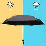 Vicloon Mini Paraguas,Diseño de Marco Mejorado,Plegable de Tela de Goma Negra 210T, Impermeable,Secado Rápido y Resistente a Rayos UV