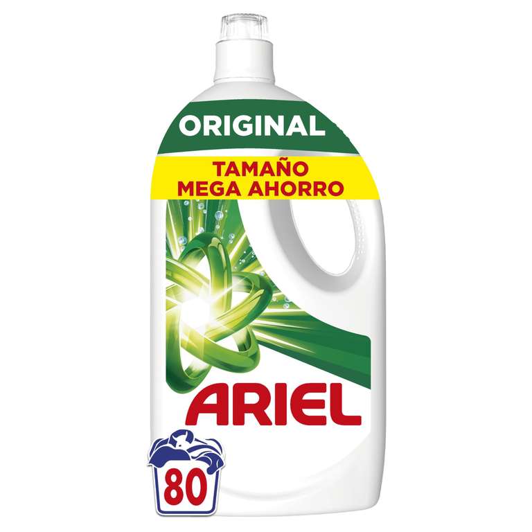 ARIEL Detergente Lavadora Liquido 80 LAVADOS, Original, Jabon Limpieza Mejorada en Ciclos Mas Frios