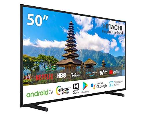 Hitachi 50HAK5450, Android Smart TV 50 Pulgadas, 4K Ultra HD, HDR10, Dolby Vision, Bluetooth, Google Play, Chromecast Integrado