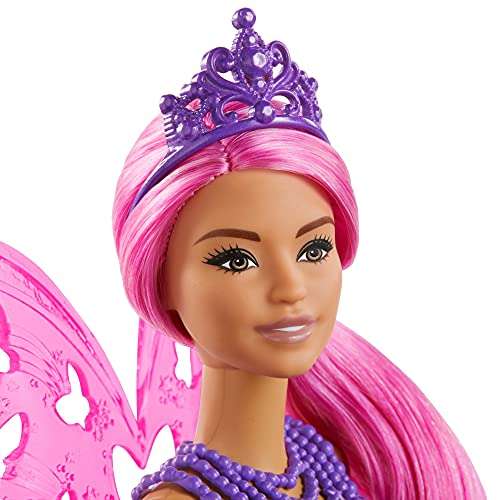 Barbie Mattel Dreamtopia Muñeca Hada, con pelo rosa, alas y corona