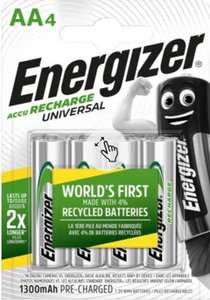 Pilas recargables AA Energizer Accu Recharge Universal - 4 unidades 1300 mAh. Recogida gratis en tienda