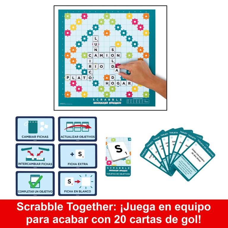 Mattel Games Scrabble 2 Juegos en 1 , juego de mesa familiar, palabras cruzadas