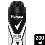 Rexona Invisible Desodorante Aerosol Antitranspirante para hombre Black&White 200ml - Pack de 6