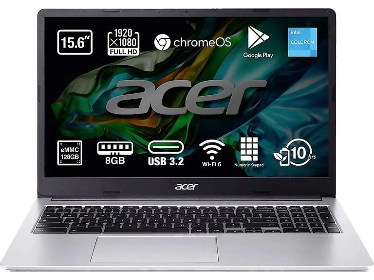 Porttil - Acer Chromebook CB315-4H-C4BQ, 15.6a Full HD, Intel Celeron N4500, 8GB RAM, 128GB eMMC, Intel UHD Graphics, Google Chrome OS