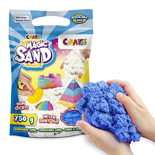 CRAZE MAGIC SAND Refill Pack de Arena Mágica Niños color azul, 750g incluidos, multicolor de Arena Cinética sin gluten