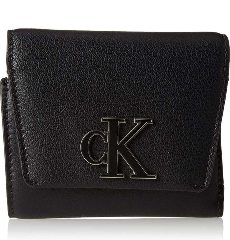 CK Jeans CKJ Minimal Monogram Tri-Fold Monedero para Mujer, Negro