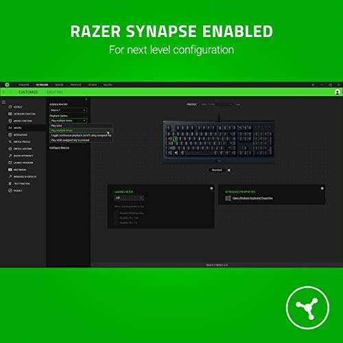 Razer Cynosa Lite - Teclado Gaming Esencial con iluminación Razer Chroma con LED RGB, USB, Teclas de Membrana, UK /US Layout, Negro