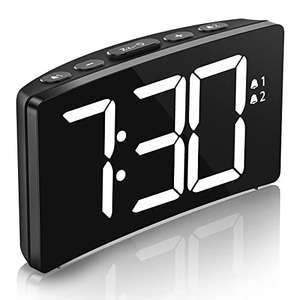 Despertador Digital,Alarma Dual con 3 Sonidos, Brillo de 6 Niveles, 12/24 Horas, 5 Tonos de Timbre, Repetición