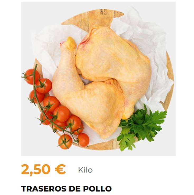 Traseros de pollo a 2,50€ el Kg.
