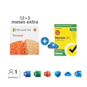 Office 365 Personal - 15 meses - con Norton 360 o McAfee