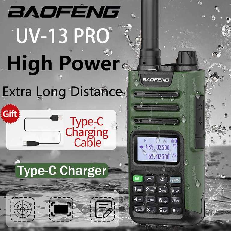 Baofeng Walkie Talkie UV-13 PRO 999 canales, banda Dual, conector tipo C, actualización de UV-10R