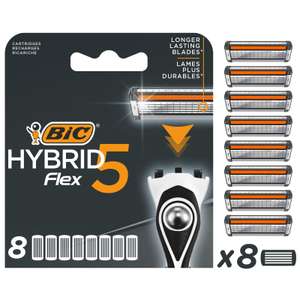BIC3 x Hybrid 5 Flex Cuchillas de Afeitar Hombre, Paquete de 8 Cuchillas de Recambio con 5 Hojas Móviles (TOTAL 24 CUCHILLAS , 15 RECAMBIOS)