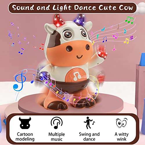 Juguete de Vaca Robot con música y Luces LED, Vaca Interactivo Juguetes para niños a Partir de 1 2 3 4 años, (Vaca)