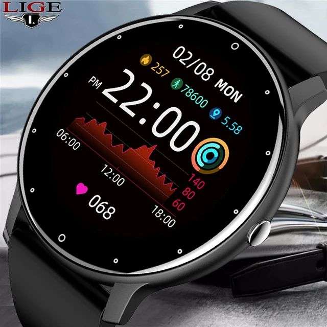 LIGE-Reloj inteligente para hombre, accesorio de pulsera resistente al agua, IP67, pantalla completamente táctil, Bluetooth