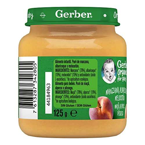 Gerber Organic Manzana Albaricoque Melocotón 125 g - Pack de 6