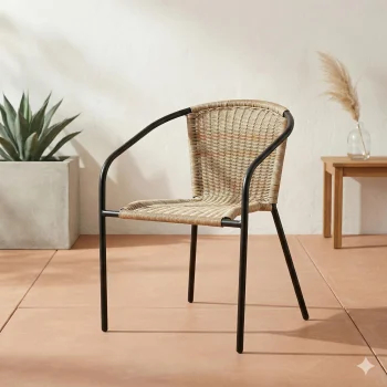 Silla de Jardín Apilbable, Wicker - Marrón (20% en Cupón)
