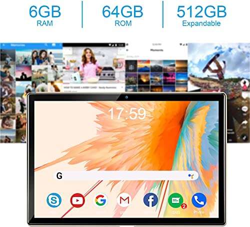 Tablet 10 pulgadas android 11 - 6 GB RAM + 64 GB ROM | 512 GB Escalable