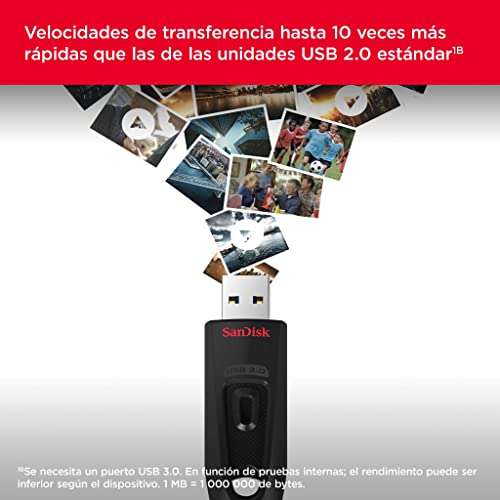 SanDisk Ultra 128 GB, USB 3.0 flash drive, with up to 130 MB/s read speed, Black