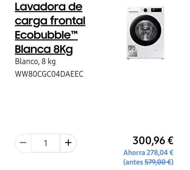 Lavadora de carga frontal Ecobubble™ Blanca 8KG