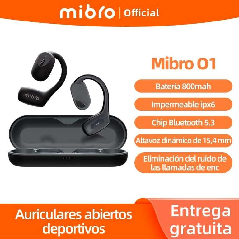 Auriculares mibro O1 Sport, Bluetooth 5.3, 800mah, ipx6 impermeable, ENC, botón de eliminación de ruido en llamadas