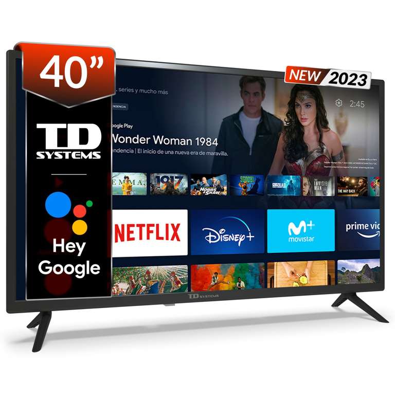 Smart TV 40 pulgadas Led Full HD, televisor Hey Google Official Assistant, control por voz - TD Systems M40C14GLE