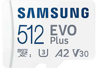 Tarjeta Micro SDXC - Samsung Evo Plus MB-MC512KA/EU, 512 GB, Clase 10, V30, UHS-I, Lectura 130 MB/s. Recogida en tienda Gratuita.