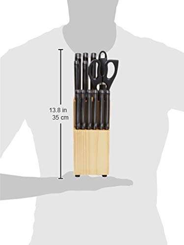 Amazon Basics - Juego de cuchillos de cocina y soporte (14 piezas)