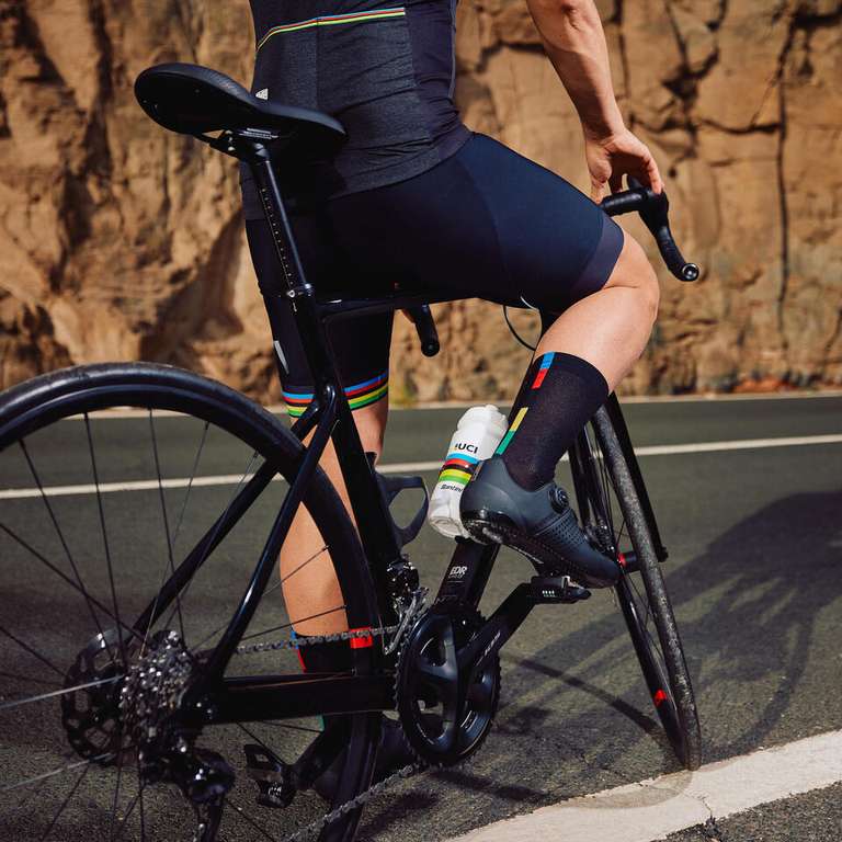 Culotte ciclismo carretera tirantes hombre- Santini UCI Rainbow, diseñado y fabricado en Italia