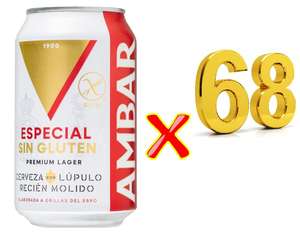 68 Latas Cerveza AMBAR 33cl. (SIN GLUTEN)