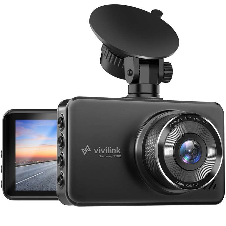 Vivilink T20X Dash Cam para automóviles con visión nocturna 1440P, gran angular de 170 ° con sensor G, monitor de estacionamiento