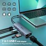 Hub USB C con 3 USB 3.0, Qhou 7 en 1 Adaptador USB C con 4K HDMI, 3 USB 3.0, SD/TF