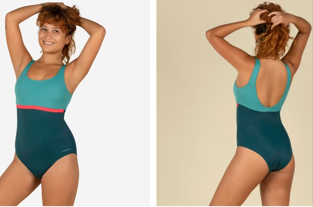 NABAIJI Bañador Mujer Natación Azul Petróleo tallas 44,46,48