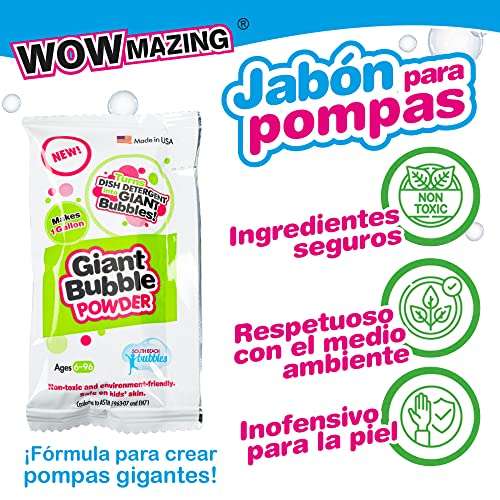 Kit De Pompas Grande - Incl. Gran Varita De Pompas, 2 Polvo Packs De Burbujas Gigante Y Folleto De Consejos Y Trucos - Pompas De Jabon