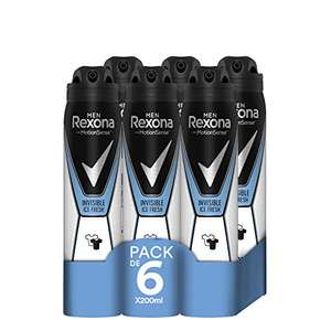 Rexona Invisible Desodorante Aerosol Antitranspirante para hombre Ice 200ml - Pack de 6(compra recurrente)