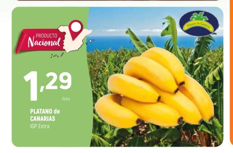 Plátano de Canarias a 1'29€/Kg (Coviran)
